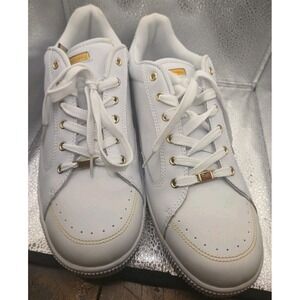 U.S. Polo Assn Court Sneaker White with Gold Flag & Details Mens 12 #210646-19W